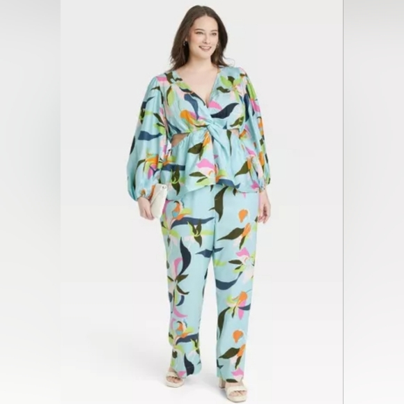 Women's High-Rise Wide Leg Linen Pull-On Pants - Picture 5 of 5